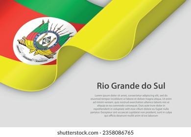 3d ribbon with flag Rio Grande do Sul. Brazilian state. isolated on white background with copyspace