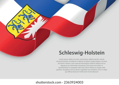 3d ribbon with flag Schleswig-Holstein. German state. isolated on white background with copyspace