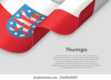 3.ª cinta con bandera Turingia. Estado alemán. aislado en fondo blanco con espacio de copia