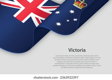 3d ribbon with flag Victoria. Australian state. isolated on white background with copyspace