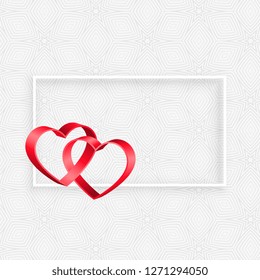 3d ribbon hearts frame with text space
