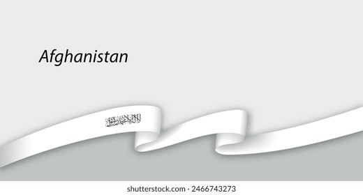3d ribbon with national flag Afghanistan isolated on white background with copyspace