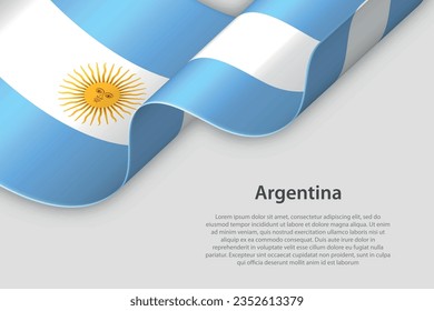 3.d cinta con bandera nacional Argentina aislada en fondo blanco con espacio de copia