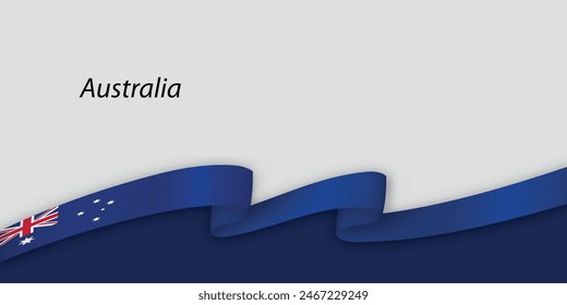 3d ribbon with national flag Australia isolated on white background with copyspace