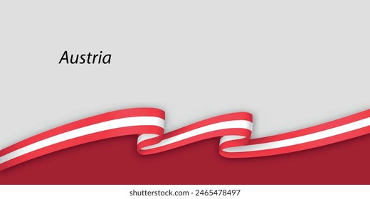 3d ribbon with national flag Austria isolated on white background with copyspace