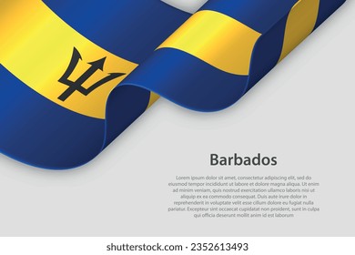 3d ribbon with national flag Barbados isolated on white background with copyspace