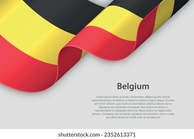 3d ribbon with national flag Belgium isolated on white background with copyspace