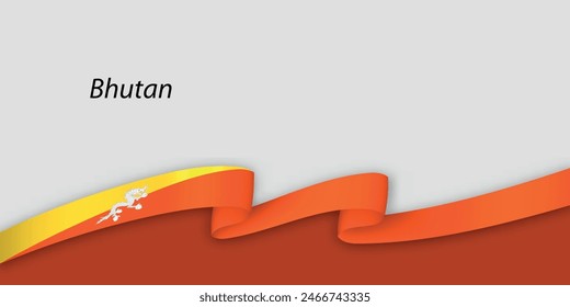 3d ribbon with national flag Bhutan isolated on white background with copyspace