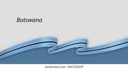 Cinta 3d con la bandera nacional de Botsuana aislada en el fondo blanco con copyspace