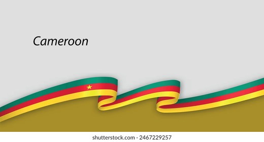 3d ribbon with national flag Cameroon isolated on white background with copyspace