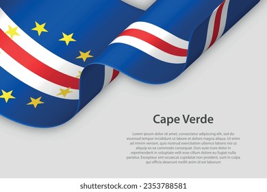 3d ribbon with national flag Cape Verde isolated on white background with copyspace