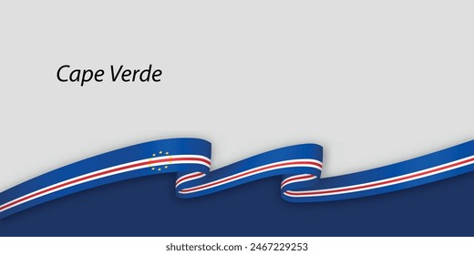 3d ribbon with national flag Cape Verde isolated on white background with copyspace