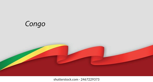 Cinta 3d con la bandera nacional del Congo aislado en el fondo blanco con copyspace