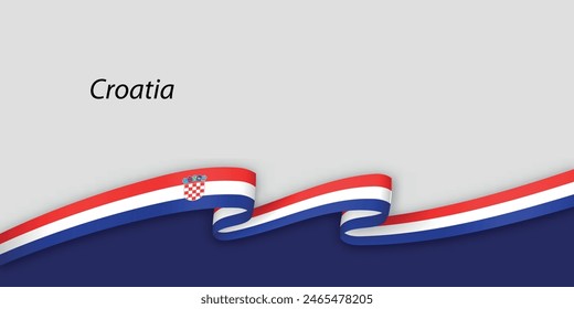 3d ribbon with national flag Croatia isolated on white background with copyspace
