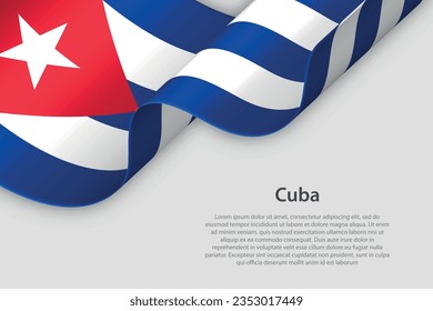 3d ribbon with national flag Cuba isolated on white background with copyspace