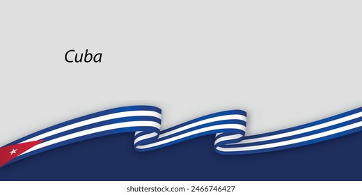 3d ribbon with national flag Cuba isolated on white background with copyspace