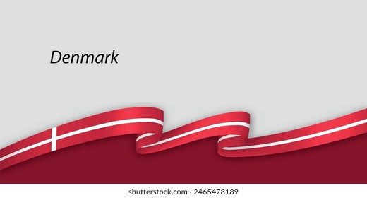 3d ribbon with national flag Denmark isolated on white background with copyspace