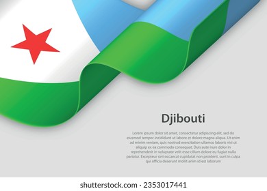 3d ribbon with national flag Djibouti isolated on white background with copyspace