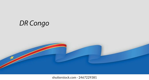 3d ribbon with national flag DR Congo isolated on white background with copyspace