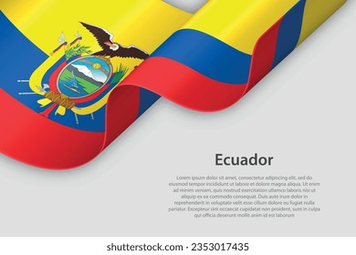 3.d cinta con bandera nacional Ecuador aislado en fondo blanco con espacio de copia