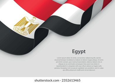 3d ribbon with national flag Egypt isolated on white background with copyspace