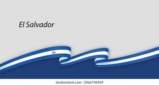 Cinta 3d con la bandera nacional El Salvador aislado en el fondo blanco con copyspace