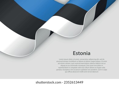 3d ribbon with national flag Estonia isolated on white background with copyspace