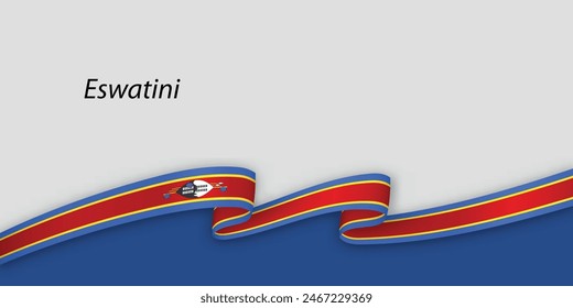 3d ribbon with national flag Eswatini isolated on white background with copyspace