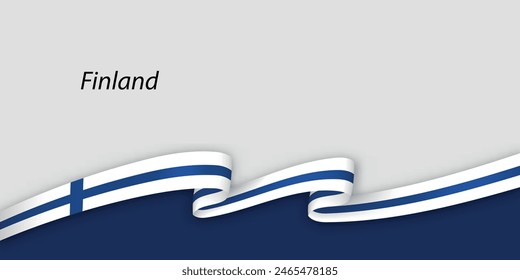 3d ribbon with national flag Finland isolated on white background with copyspace