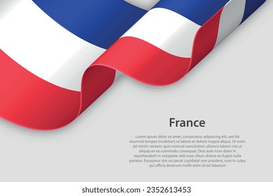 3d ribbon with national flag France isolated on white background with copyspace