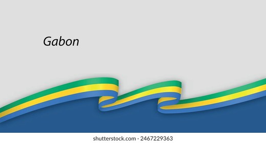 3d ribbon with national flag Gabon isolated on white background with copyspace