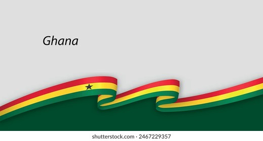 3d ribbon with national flag Ghana isolated on white background with copyspace