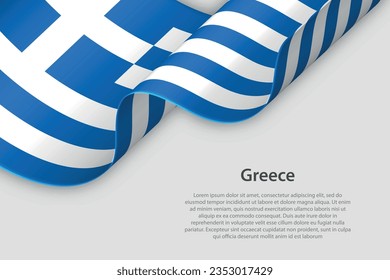 3d ribbon with national flag Greece isolated on white background with copyspace