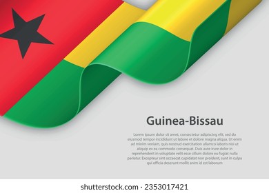 3d ribbon with national flag Guinea-Bissau isolated on white background with copyspace