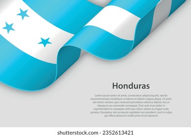 3d ribbon with national flag Honduras isolated on white background with copyspace