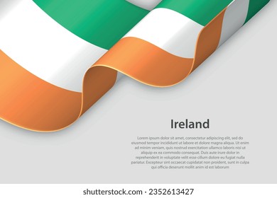 3D-Band mit nationaler Flagge Irland einzeln auf weißem Hintergrund mit Kopienraum