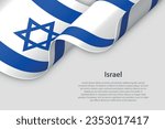 3d ribbon with national flag Israel isolated on white background with copyspace