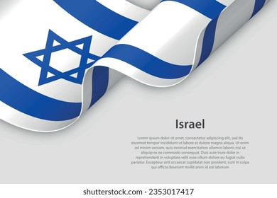 3d ribbon with national flag Israel isolated on white background with copyspace