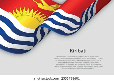 3d ribbon with national flag Kiribati isolated on white background with copyspace