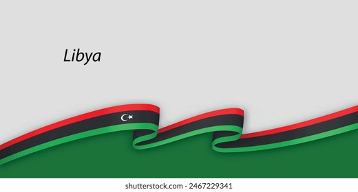3d ribbon with national flag Libya isolated on white background with copyspace