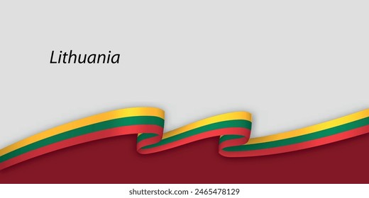 3d ribbon with national flag Lithuania isolated on white background with copyspace