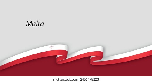 3d ribbon with national flag Malta isolated on white background with copyspace