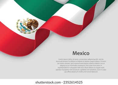 3d ribbon with national flag Mexico isolated on white background with copyspace