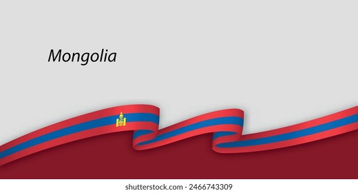 3d ribbon with national flag Mongolia isolated on white background with copyspace