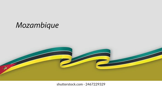 3d ribbon with national flag Mozambique isolated on white background with copyspace