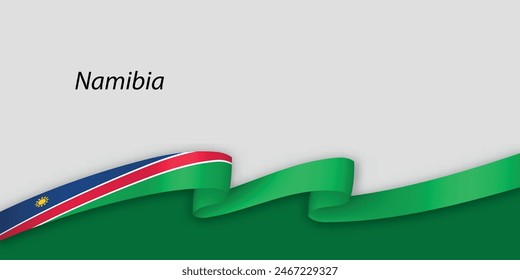 3d ribbon with national flag Namibia isolated on white background with copyspace
