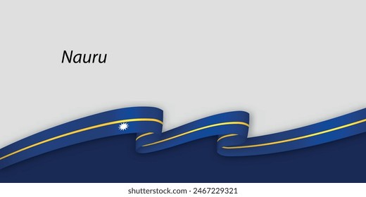 3d ribbon with national flag Nauru isolated on white background with copyspace