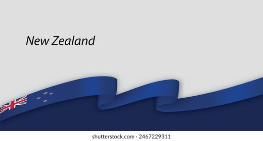 3d ribbon with national flag New Zealand isolated on white background with copyspace