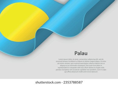 3d ribbon with national flag Palau isolated on white background with copyspace