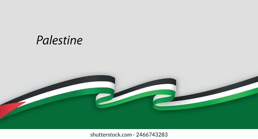 3d ribbon with national flag Palestine isolated on white background with copyspace